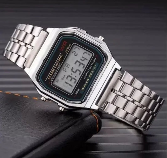 Vintage Silver Classic Digital Wrist Watch