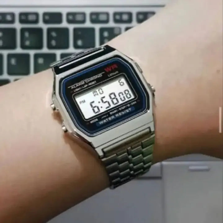 Vintage Silver Classic Digital Wrist Watch